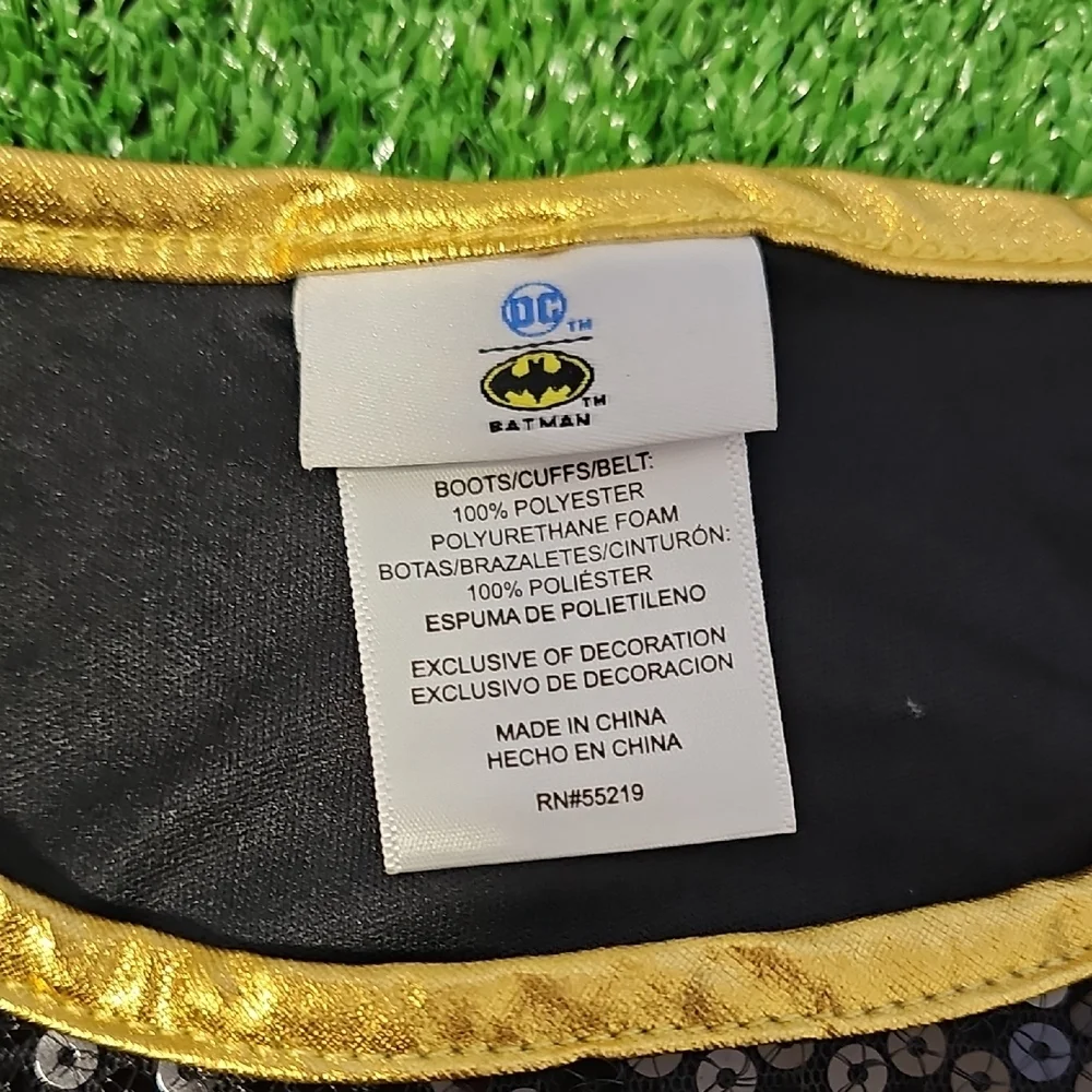 Girls Medium Batgirl Black & Gold Sequin Mesh Tutu Dress Costume Preowned